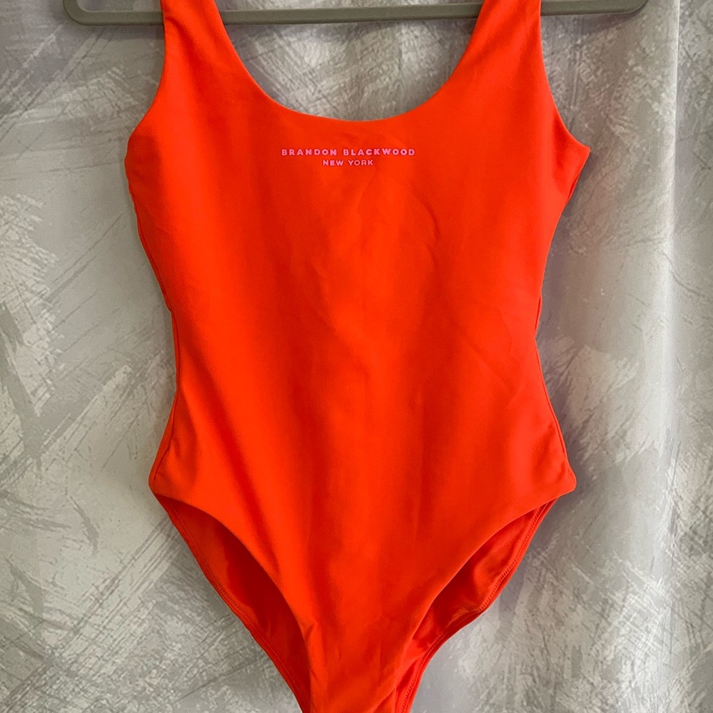 Brandon Blackwood Vibrant Orange One Piece Swimsuit